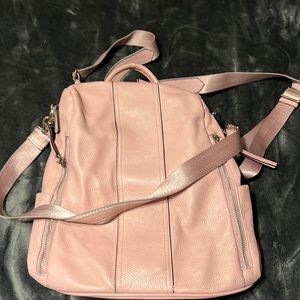Pink leather backpack purse